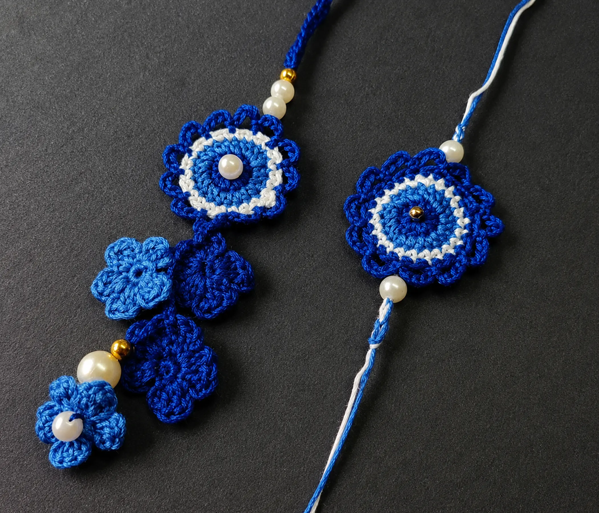 Guardian Evil Eye Artisan Crochet Bhai Bhabhi Rakhi Set for Raksha Bandhan